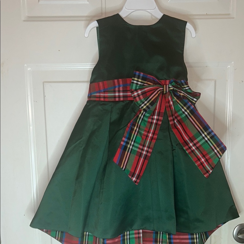 Green Dress with Plaid Bow